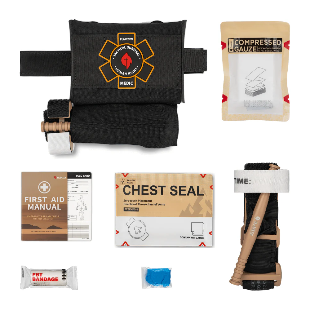 FlareSyn Micro Trauma EDC MOLLE Pouch with Rapid Deploy Tourniquet Sleeve
