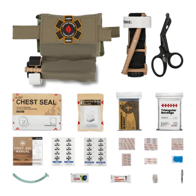 FlareSyn Micro Trauma EDC MOLLE Pouch with Rapid Deploy Tourniquet Sleeve