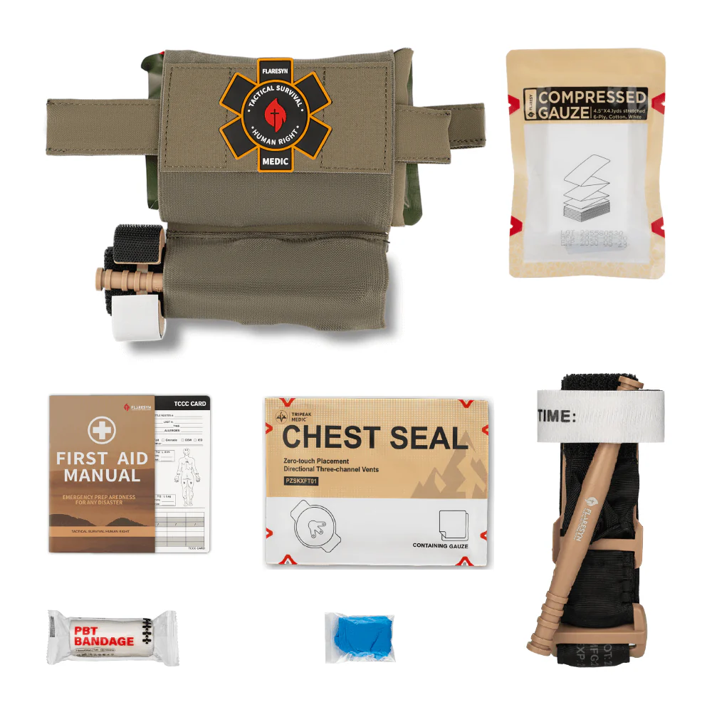 FlareSyn Micro Trauma EDC MOLLE Pouch with Rapid Deploy Tourniquet Sleeve