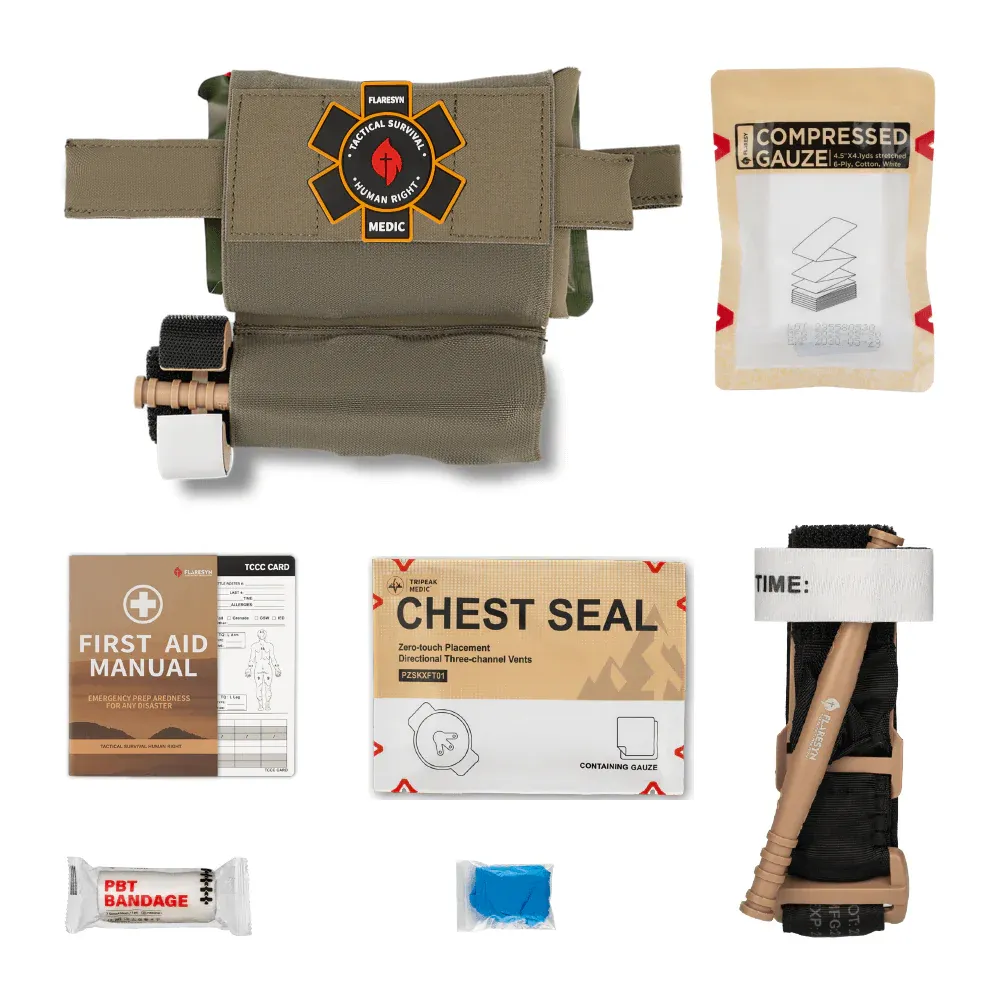 FlareSyn Micro Trauma EDC MOLLE Pouch with Rapid Deploy Tourniquet Sleeve