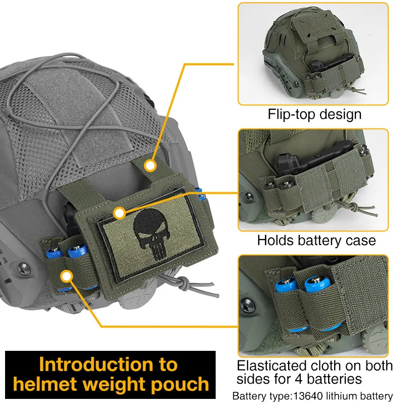 IDOGEAR TACTICAL HELMET COVER WITH NVG BATTERY POUCH RANGER GREEN [IG-HC3813]