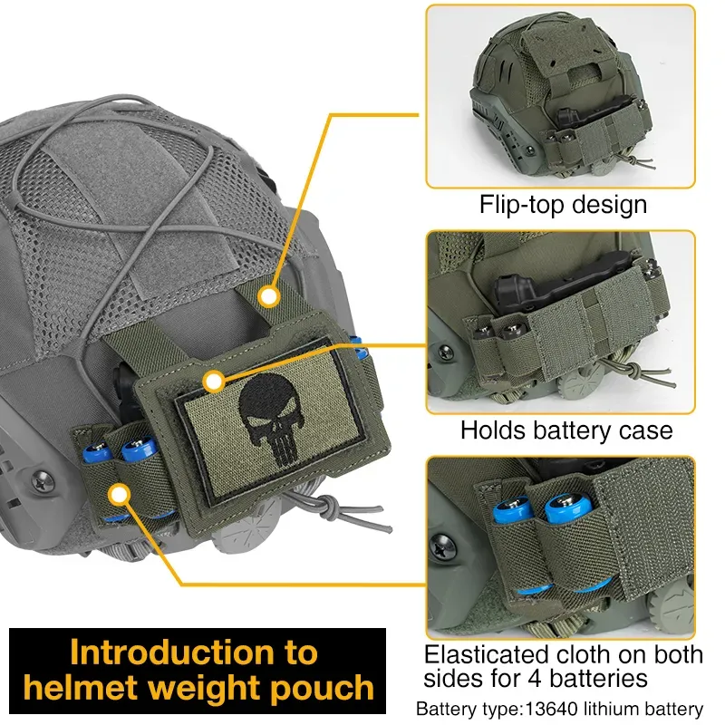 IDOGEAR TACTICAL HELMET COVER WITH NVG BATTERY POUCH RANGER GREEN [IG-HC3813]