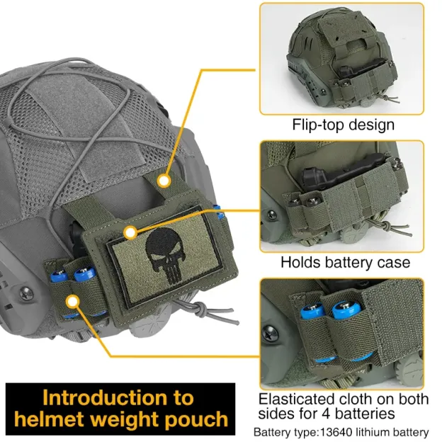IDOGEAR TACTICAL HELMET COVER WITH NVG BATTERY POUCH RANGER GREEN [IG-HC3813]