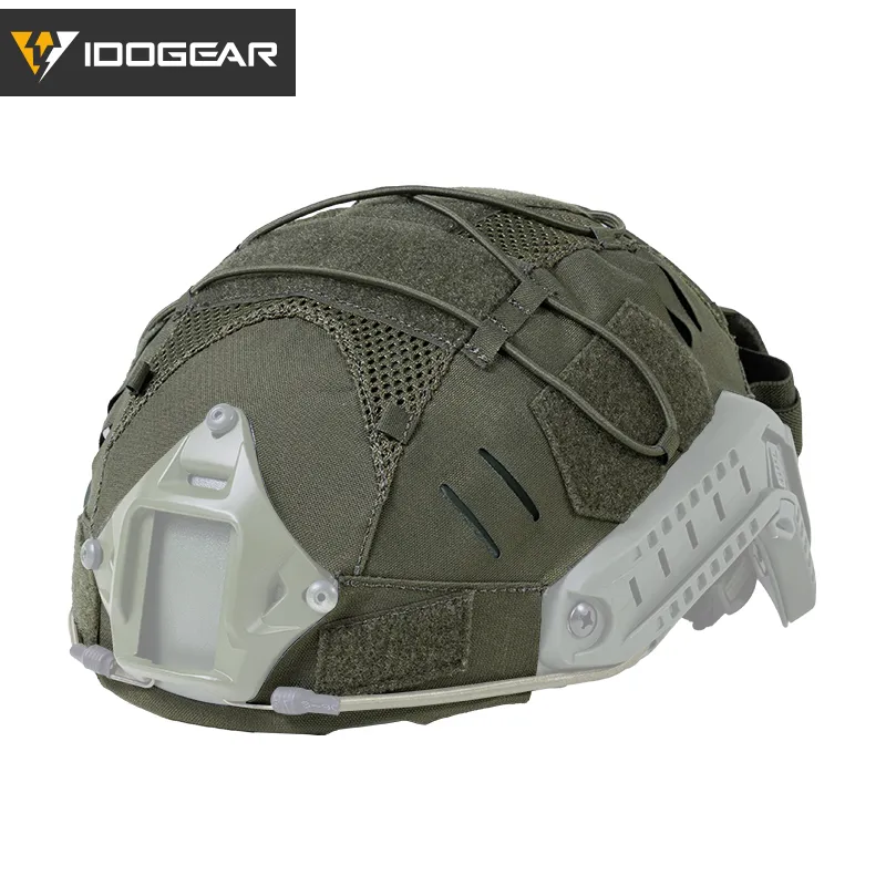 IDOGEAR TACTICAL HELMET COVER WITH NVG BATTERY POUCH RANGER GREEN [IG-HC3813]