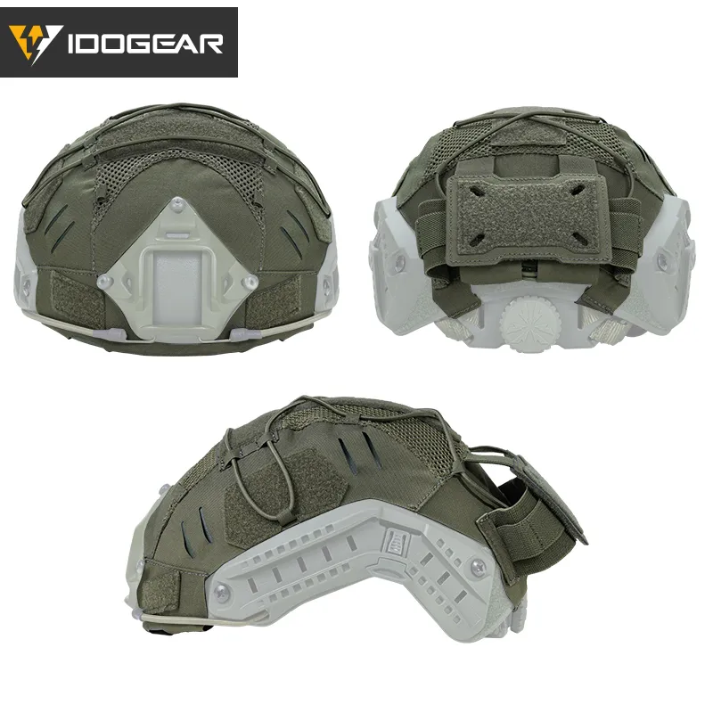 IDOGEAR TACTICAL HELMET COVER WITH NVG BATTERY POUCH RANGER GREEN [IG-HC3813]