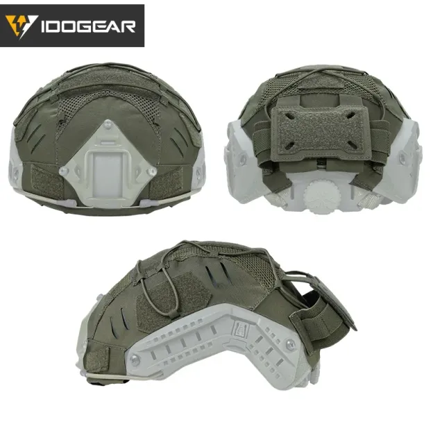 IDOGEAR TACTICAL HELMET COVER WITH NVG BATTERY POUCH RANGER GREEN [IG-HC3813]