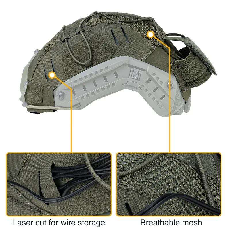 IDOGEAR TACTICAL HELMET COVER WITH NVG BATTERY POUCH RANGER GREEN [IG-HC3813]