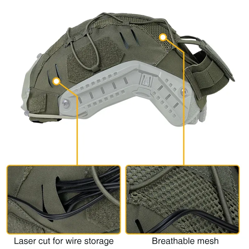 IDOGEAR TACTICAL HELMET COVER WITH NVG BATTERY POUCH RANGER GREEN [IG-HC3813]