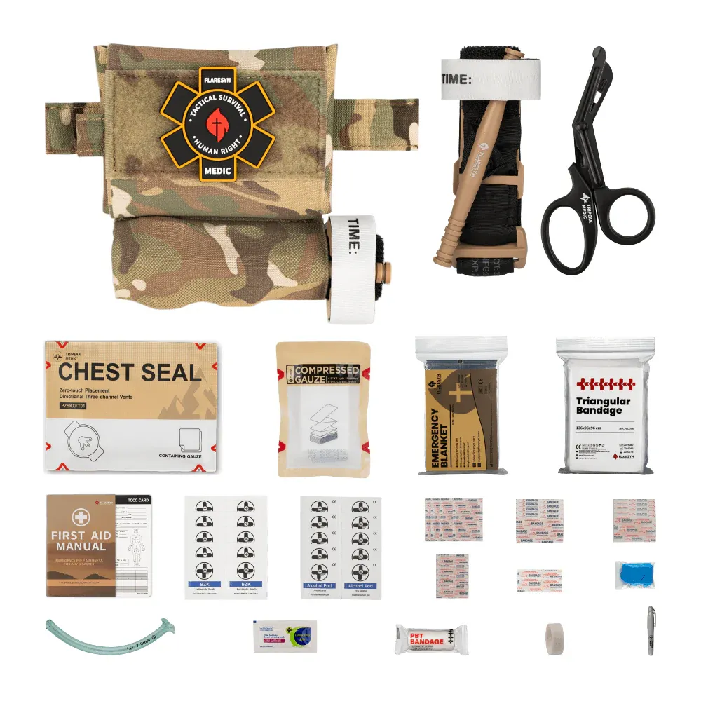 FlareSyn Micro Trauma EDC MOLLE Pouch with Rapid Deploy Tourniquet Sleeve