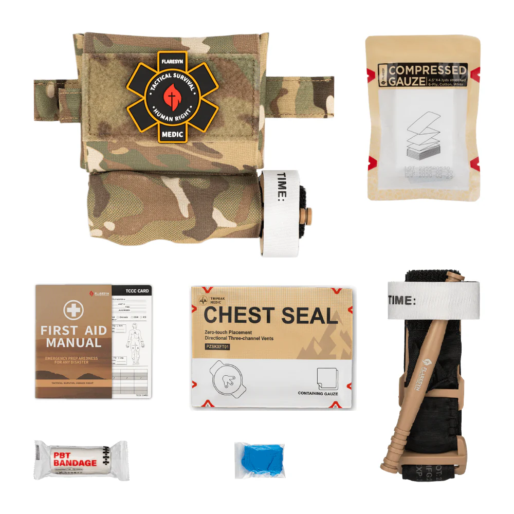 FlareSyn Micro Trauma EDC MOLLE Pouch with Rapid Deploy Tourniquet Sleeve