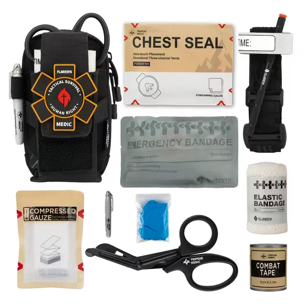  FlareSyn  EDC IFAK Trauma Kit Molle Tactical Pouch