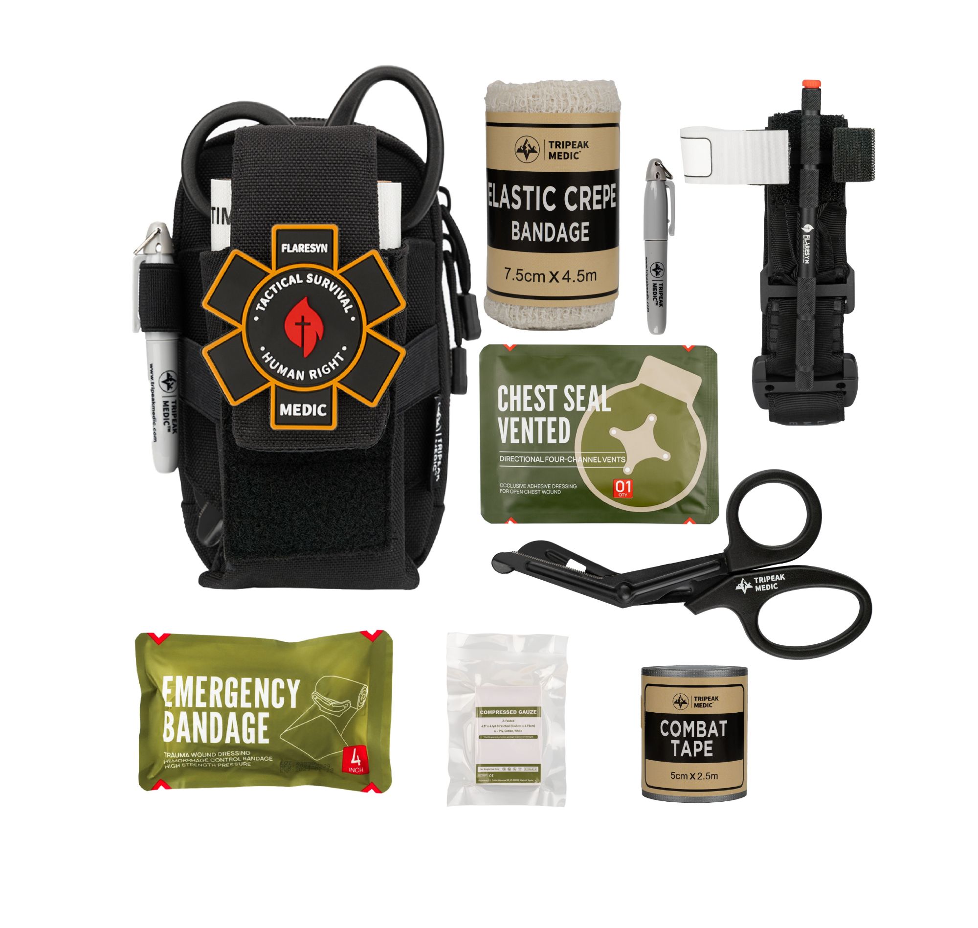  FlareSyn  EDC IFAK Trauma Kit Molle Tactical Pouch