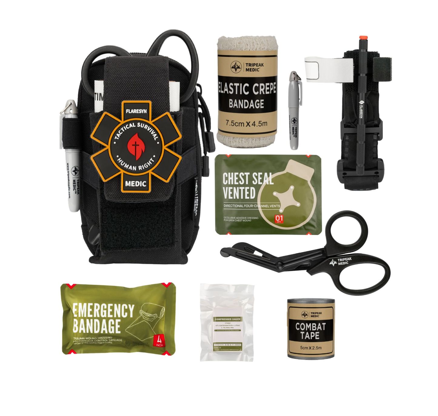  FlareSyn  EDC IFAK Trauma Kit Molle Tactical Pouch