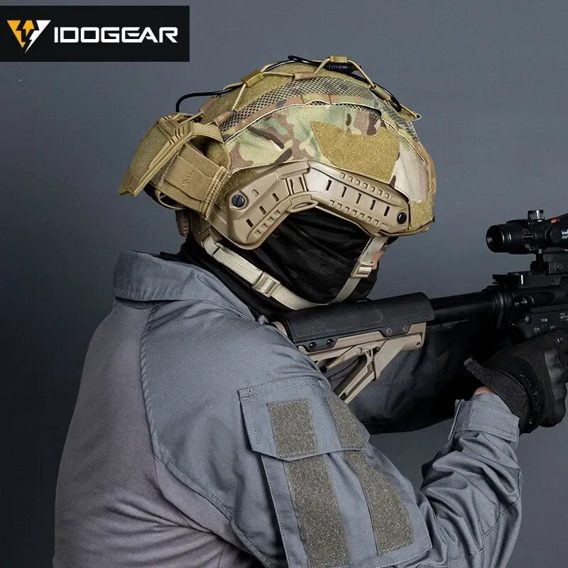IDO GEAR IDOGEAR TACTICAL HELMET COVER FOR MARITIME HELMET W/ NVG BATTERY POUCH GEAR CAMO [IG-HC3812]