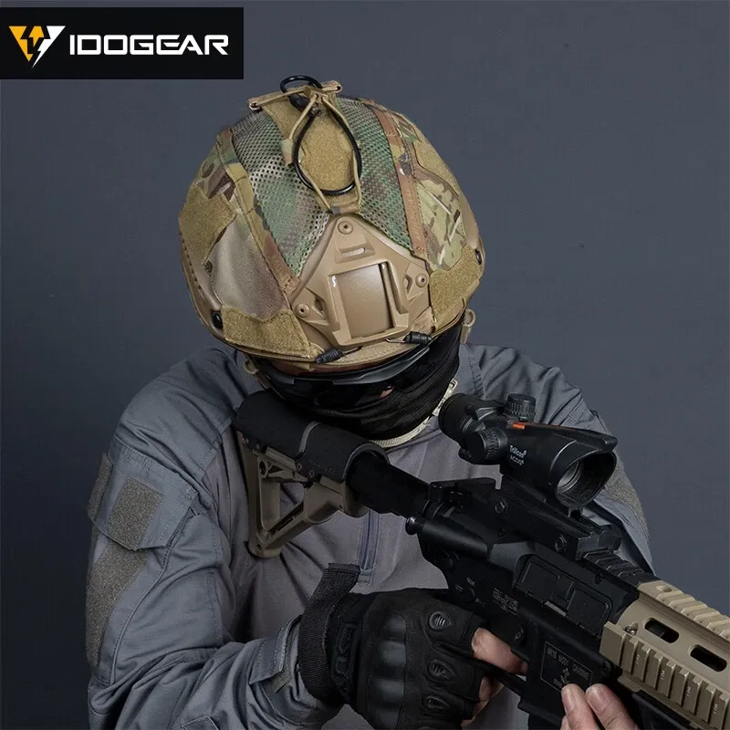 IDO GEAR IDOGEAR TACTICAL HELMET COVER FOR MARITIME HELMET W/ NVG BATTERY POUCH GEAR CAMO [IG-HC3812]