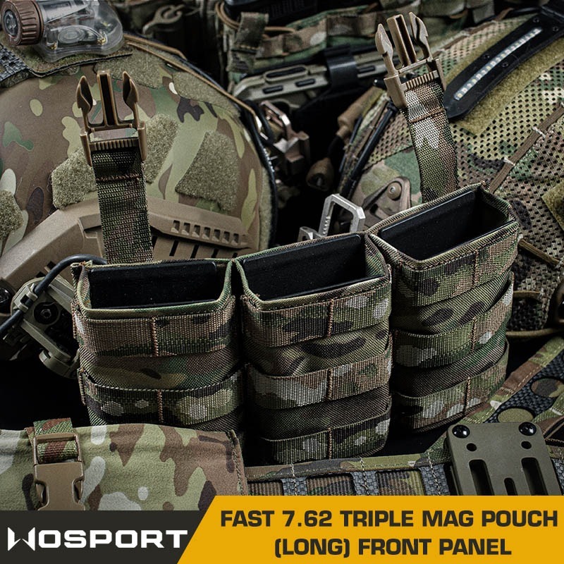 WOSPORT FAST 7.62 TRIPLE MAG POUCH (LONG) FRONT PANEL[WST-MG-F-24]