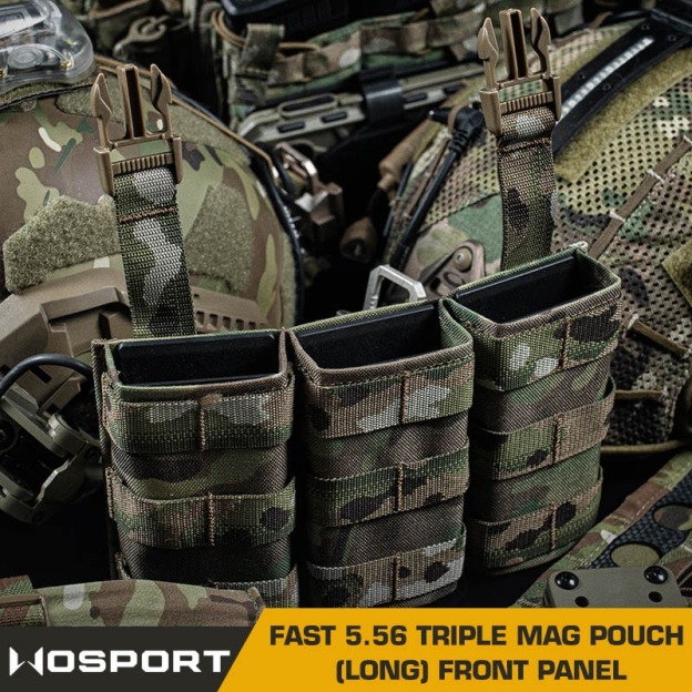WOSPORT FAST 5.56 TRIPLE MAG POUCH (LONG) FRONT PANEL[WST-MG-F-22]