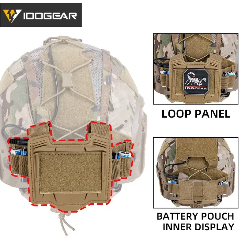 IDO GEAR IDOGEAR TACTICAL HELMET COVER FOR MARITIME HELMET W/ NVG BATTERY POUCH GEAR CAMO [IG-HC3812]