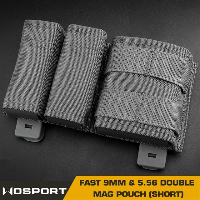 WOSPORT FAST 9MM &5.56 DOUBLE MAG POUCH (SHORT) [WST-MG-F-06]