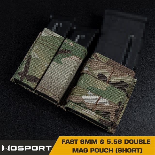 WOSPORT FAST 9MM &5.56 DOUBLE MAG POUCH (SHORT) [WST-MG-F-06]