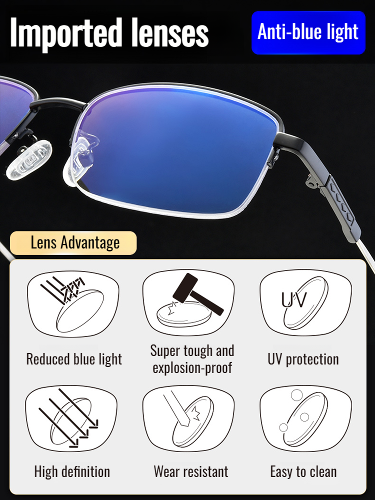 Business men's highdefinition farsighted black technology glasses