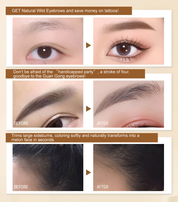 Waterproof, sweat-proof and non-smudging four-pronged eyebrow pencil