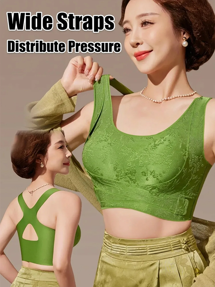 Elegant front-clasp lifting and gathering bra with a beautiful back design