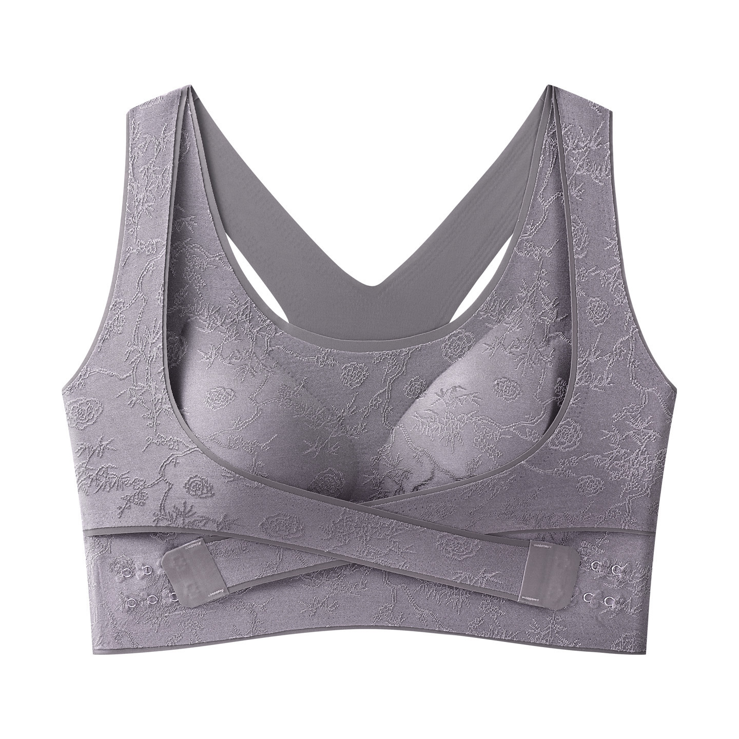 Elegant front-clasp lifting and gathering bra with a beautiful back design