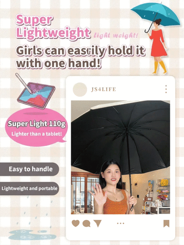【Dual-purpose for sunny and rainy days】Ultra-light pencil-style sunshade umbrella