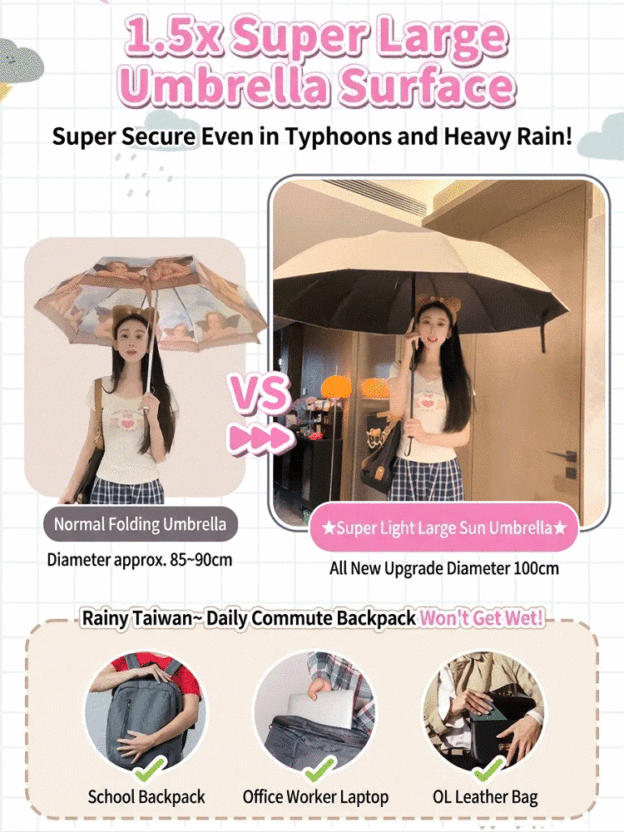 【Dual-purpose for sunny and rainy days】Ultra-light pencil-style sunshade umbrella
