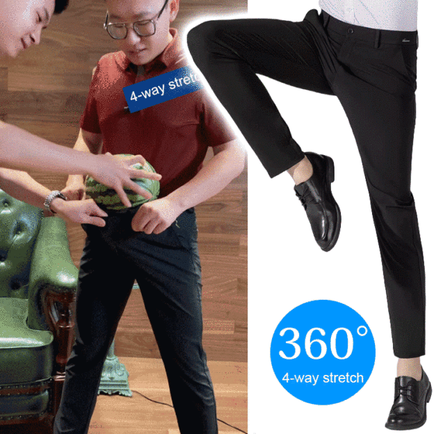 Breathable five-stretch slim-fit business suit pants.