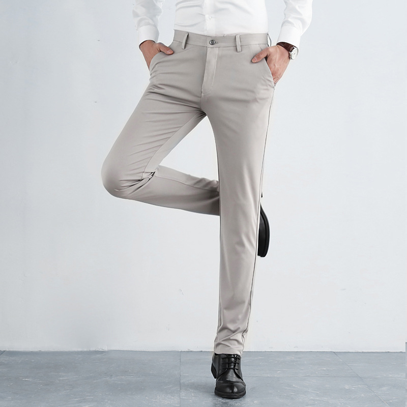 Breathable five-stretch slim-fit business suit pants.
