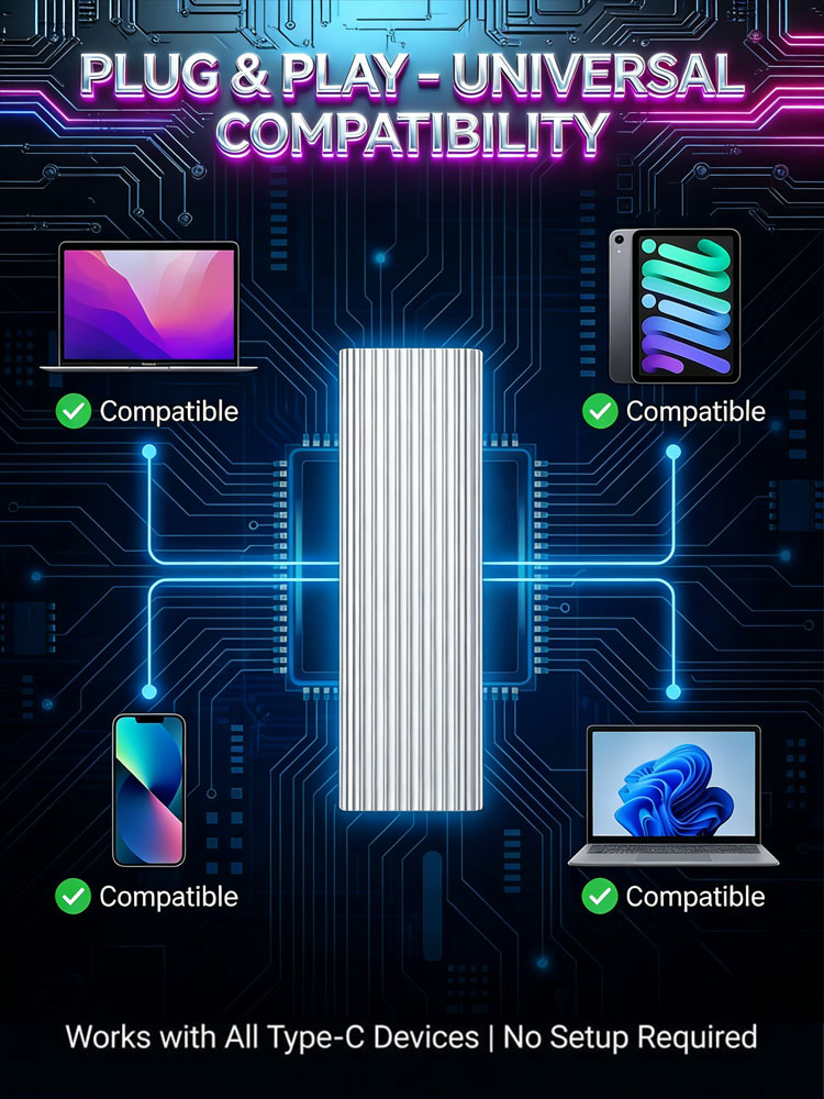 16TB Type-C Portable SSD: Universal for All Devices, 1GB/s Read Speed, Stable Storage Without Lag