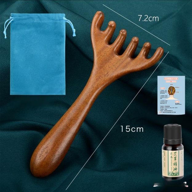 Golden Sandalwood Six-Claw Meridian Massage Comb