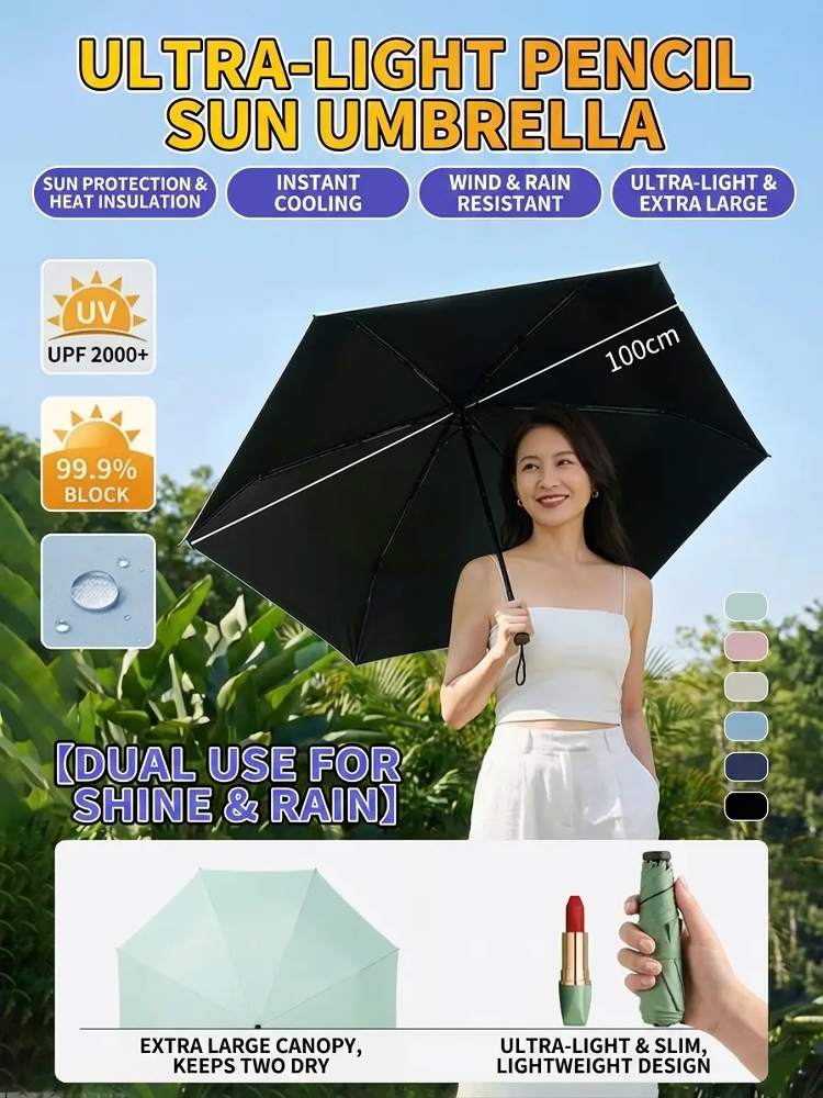 【Dual-purpose for sunny and rainy days】Ultra-light pencil-style sunshade umbrella