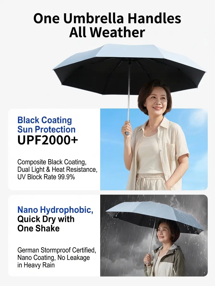 【Dual-purpose for sunny and rainy days】Ultra-light pencil-style sunshade umbrella