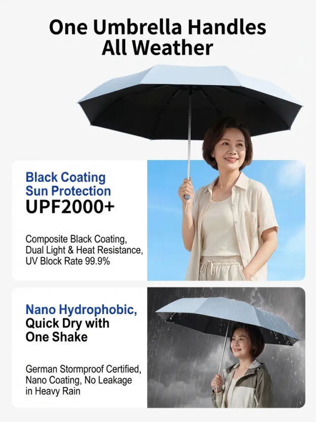 【Dual-purpose for sunny and rainy days】Ultra-light pencil-style sunshade umbrella