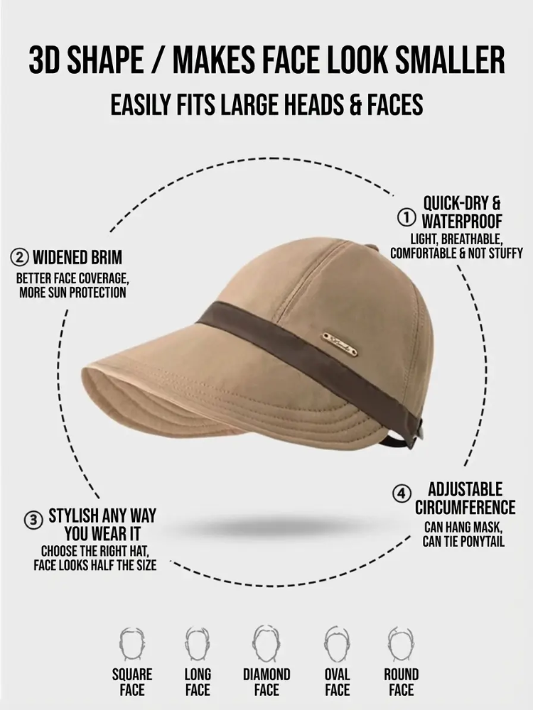 Adjustable face-slimming fisherman hat