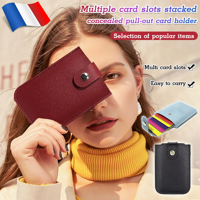 Multiple card slots stacked concealed pull-out card holder