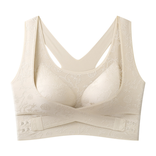 Elegant front-clasp lifting and gathering bra with a beautiful back design