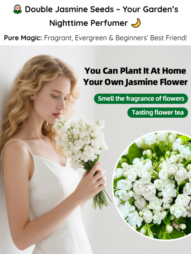 🌸Garden Night Fragrance Master - Double Jasmine Seeds, Blooms All Year Round, Fragrant at Night【Perfume of the Garden】Four Seasons Blooming Double-petaled Jasmine Seeds