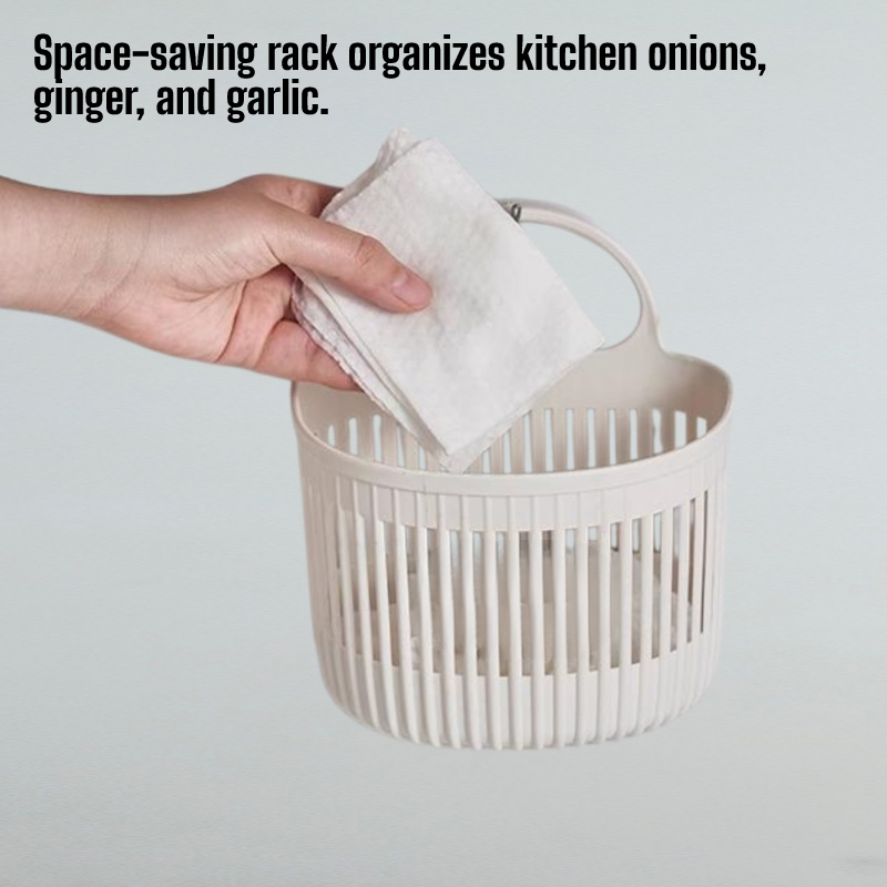 Kitchen onion, ginger and garlic storage basket rack