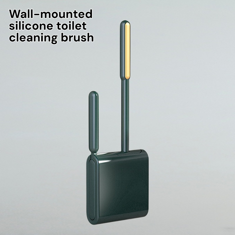 Wall-mounted silicone toilet cleaning brush