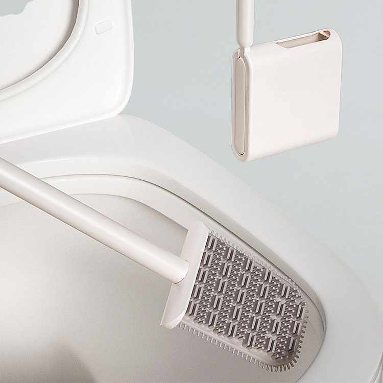 Wall-mounted silicone toilet cleaning brush