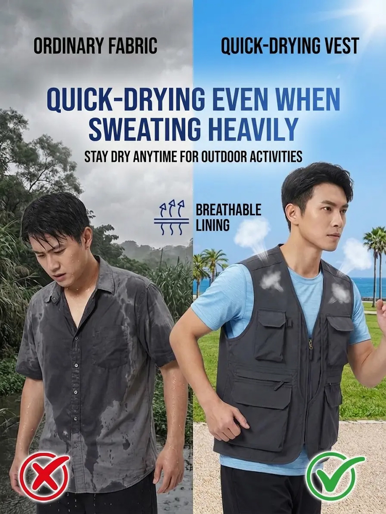 Multi-pocket Quick-dry Breathable Vest