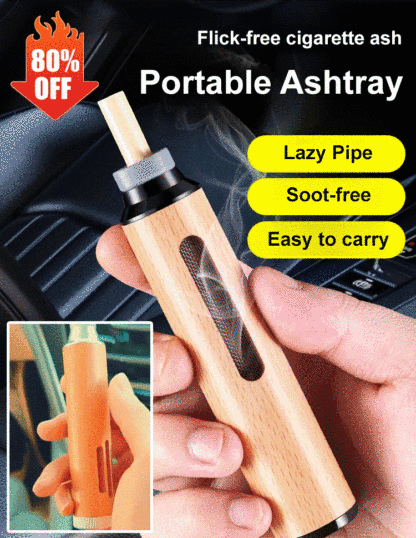 Portable ashtray with flick-free ashtray
