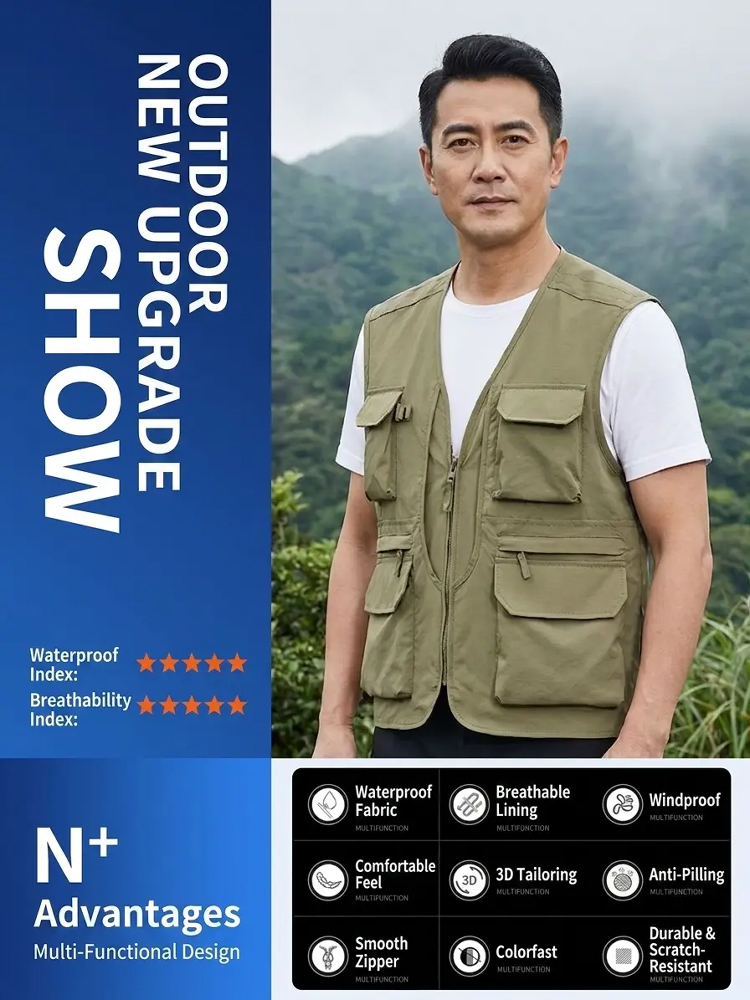 Multi-pocket Quick-dry Breathable Vest