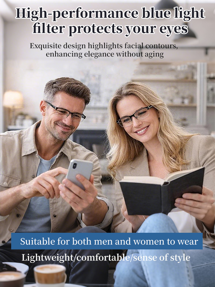 Half-frame reading glasses with a sophisticated look