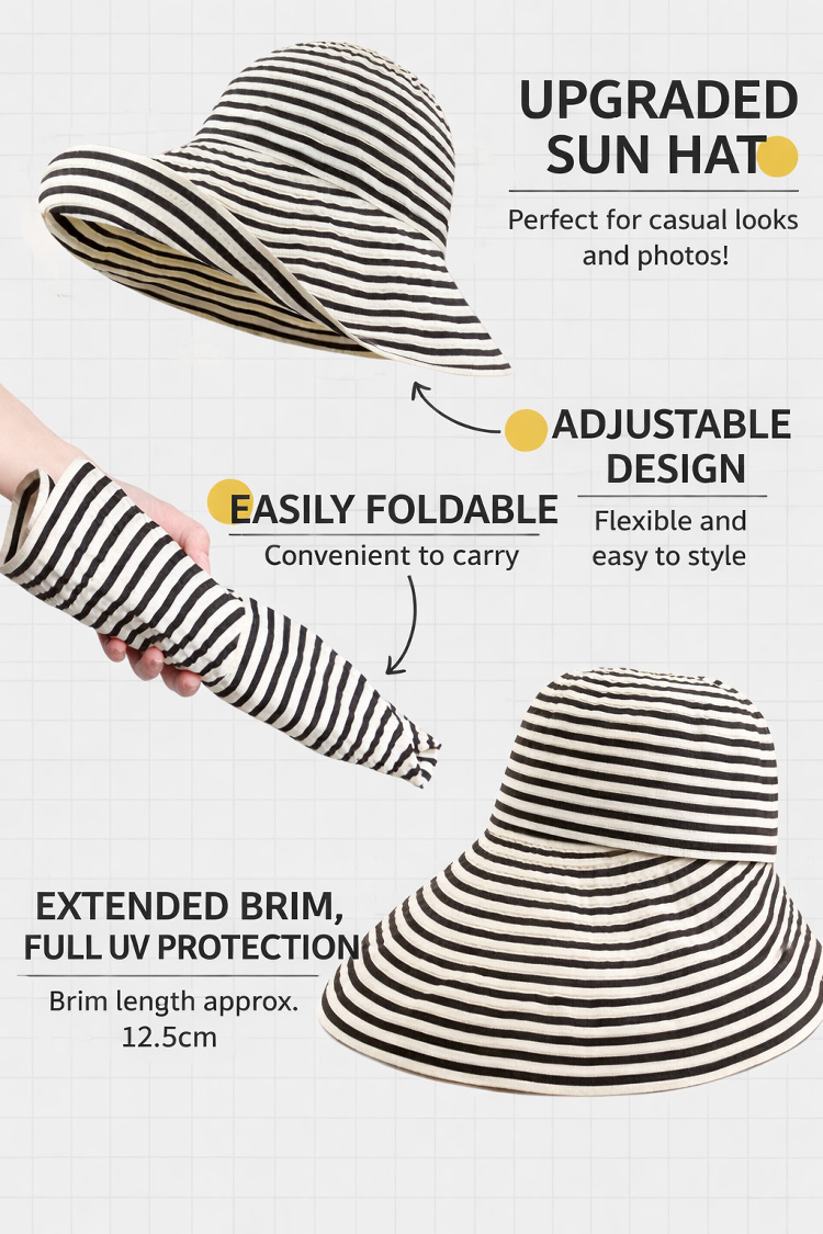 Vintage Striped Wide Brim Bucket Hat
