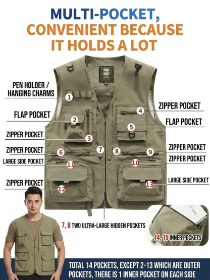 Multi-pocket Quick-dry Breathable Vest